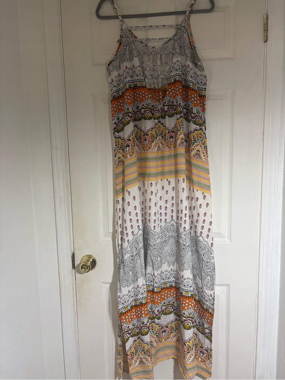 Sleeveless Printed Maxi Dress in Cream and Orange size M NWT - Picture 10 of 12